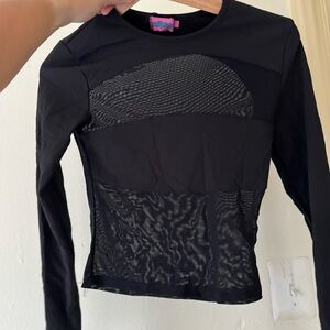 Edikted Long Sleeve Black Mesh Bandeau Top S